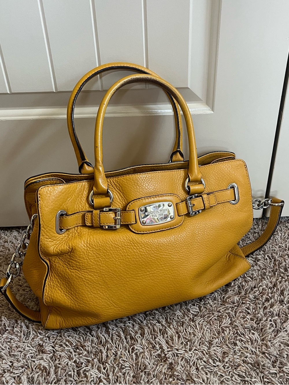 Michael Kors Hamilton Vintage Yellow Leather Shoulder Hand Bag